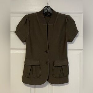 BCBG MaxAzria Short Sleeve Olive Color Wool Vest Top Size Small